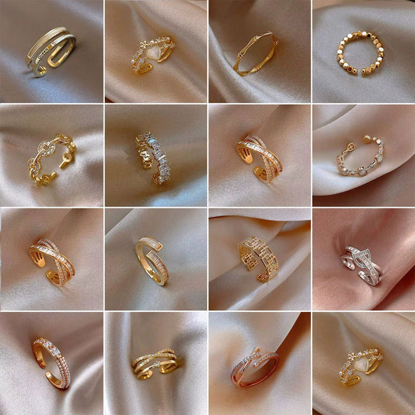 Wholesale Women Copper Geometric Inlaid Zircon Ring And Bracelet