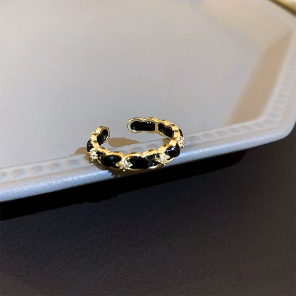 Wholesale Women Copper Geometric Inlaid Zircon Ring And Bracelet