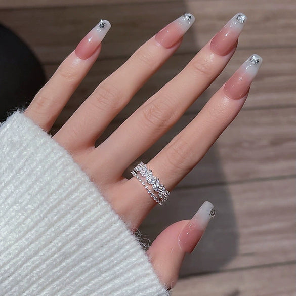 Wholesale Women Copper Geometric Inlaid Zircon Ring And Bracelet