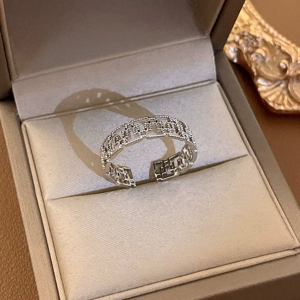 Wholesale Women Copper Geometric Inlaid Zircon Ring And Bracelet