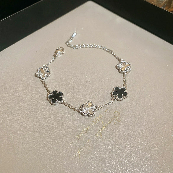 Wholesale Women Copper Light Luxury Flower Diamond Striped Electroplating Bracelet