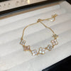 Wholesale Women Copper Light Luxury Flower Diamond Striped Electroplating Bracelet