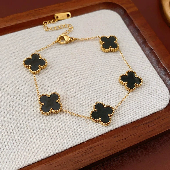 Wholesale Women Copper Light Luxury Flower Diamond Striped Electroplating Bracelet