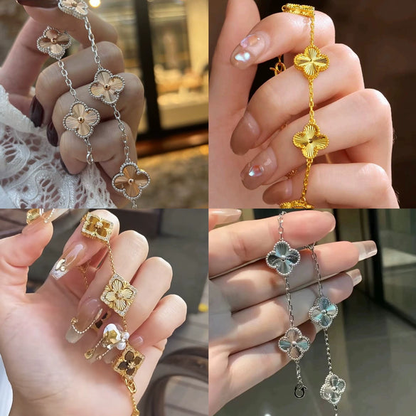 Wholesale Women Copper Light Luxury Flower Diamond Striped Electroplating Bracelet