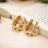 Wholesale Women Elegant Highend Electroplated Stainless Steel Ushaped Imitation Pearl Earrings