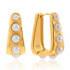 Wholesale Women Elegant Highend Electroplated Stainless Steel Ushaped Imitation Pearl Earrings