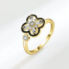 Wholesale Women Fashion Four Leaf Clover Rotatable Ring Copper Electroplated