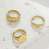Wholesale Women Fashion Geometric Stainless Steel Electroplated Croissant Hollow Twist Ring Jewelry
