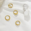 Wholesale Women Fashion Geometric Stainless Steel Electroplated Croissant Hollow Twist Ring Jewelry