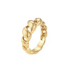 Wholesale Women Fashion Geometric Stainless Steel Electroplated Croissant Hollow Twist Ring Jewelry