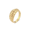 Wholesale Women Fashion Geometric Stainless Steel Electroplated Croissant Hollow Twist Ring Jewelry