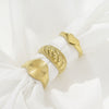 Wholesale Women Fashion Geometric Stainless Steel Electroplated Croissant Hollow Twist Ring Jewelry