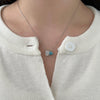 Wholesale Women Fashion S925 Sterling Silver Necklace With Snowflake Cut Geometric Pattern Mixed Gemstone Setting And O Word Chain