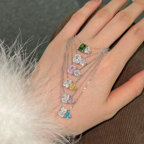 Wholesale Women Fashion S925 Sterling Silver Necklace With Snowflake Cut Geometric Pattern Mixed Gemstone Setting And O Word Chain