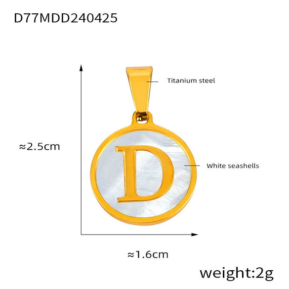 Wholesale Women Jewelry Simple Titanium Steel Round Pendant Necklace With Inlaid White Shell And Geometric Pattern And Electroplating Treatment