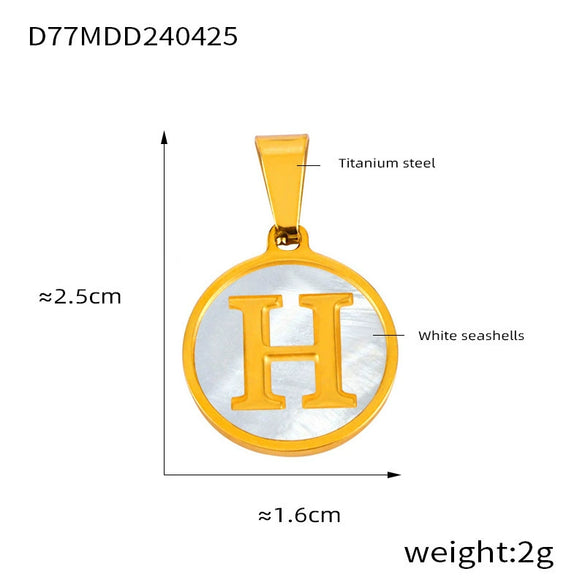 Wholesale Women Jewelry Simple Titanium Steel Round Pendant Necklace With Inlaid White Shell And Geometric Pattern And Electroplating Treatment