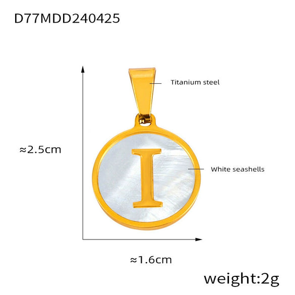 Wholesale Women Jewelry Simple Titanium Steel Round Pendant Necklace With Inlaid White Shell And Geometric Pattern And Electroplating Treatment