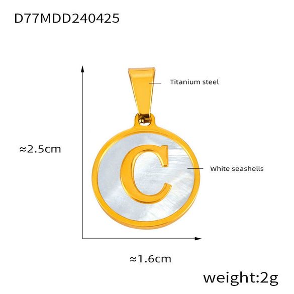 Wholesale Women Jewelry Simple Titanium Steel Round Pendant Necklace With Inlaid White Shell And Geometric Pattern And Electroplating Treatment