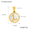 Wholesale Women Jewelry Titanium Steel Round Pendant Necklace Inlaid With White Shell And English Letters Electroplated