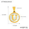 Wholesale Women Jewelry Titanium Steel Round Pendant Necklace Inlaid With White Shell And English Letters Electroplated