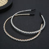 Wholesale Women Metal Handwrapped Narrow Headband Set With Pearl Rhinestone Electroplated Natural Style