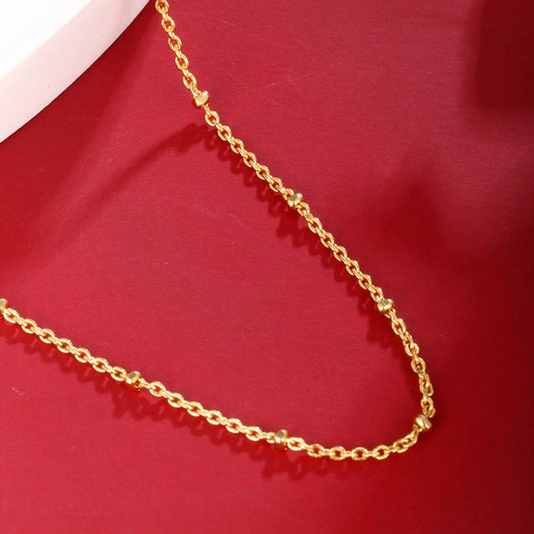 Wholesale Women Minimalist Geometric Brass Goldplated Alloy Fine Bead Necklace