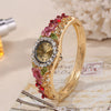 Wholesale Women Quartz Bracelet Watch Jewelry Set Alloy Stainless Steel Oval Dial Threedimensional Flower Middle Ancient Style