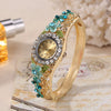 Wholesale Women Quartz Bracelet Watch Jewelry Set Alloy Stainless Steel Oval Dial Threedimensional Flower Middle Ancient Style