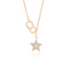 Wholesale Women S925 Silver Letter Micro Diamond Fivepointed Star Clavicle Necklace Simple Style Cross Chain
