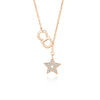 Wholesale Women S925 Silver Letter Micro Diamond Fivepointed Star Clavicle Necklace Simple Style Cross Chain