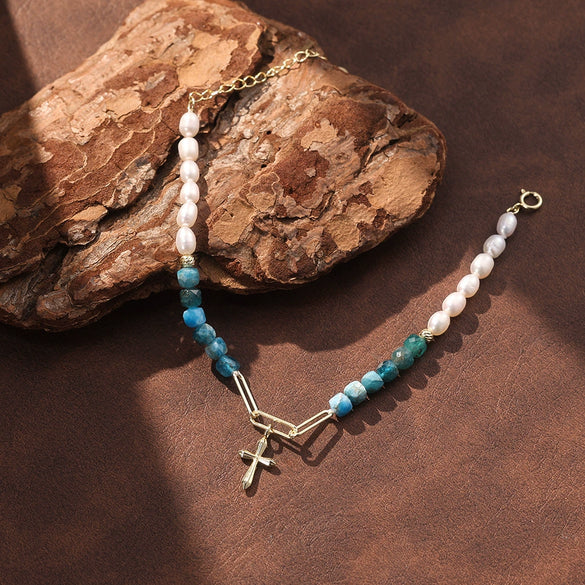 Wholesale Women Simple Geometric Cross Pendant S925 Silver Electroplated Bracelet