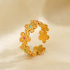 Wholesale Women Stainless Steel Flower Ring With Electroplating And Hiphop Style