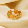 Wholesale Women Stainless Steel Flower Ring With Electroplating And Hiphop Style