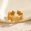 Wholesale Women Stainless Steel Flower Ring With Electroplating And Hiphop Style