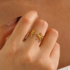 Wholesale Women Stainless Steel Flower Ring With Electroplating And Simple Style