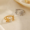 Wholesale Women Stainless Steel Flower Ring With Electroplating And Simple Style