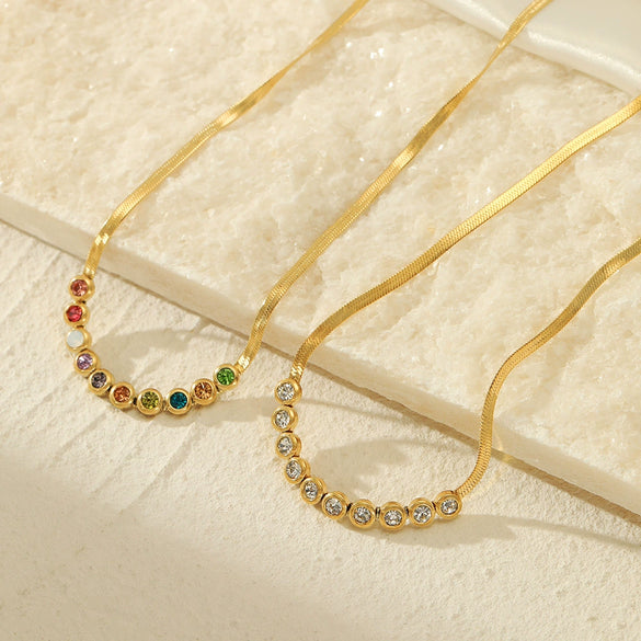 Wholesale Women Stainless Steel Geometric 18K Gold Electroplated Snake Bone Chain Necklace