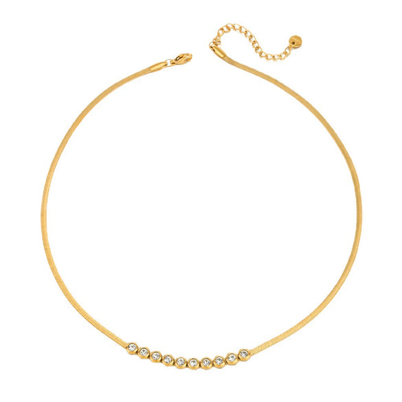 Wholesale Women Stainless Steel Geometric 18K Gold Electroplated Snake Bone Chain Necklace