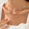 Wholesale Women Stainless Steel Geometric 18K Gold Electroplated Snake Bone Chain Necklace