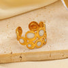 Wholesale Women Stainless Steel Geometric Round Opening Gold Plated Ring