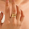 Wholesale Women Stainless Steel Geometric Round Opening Gold Plated Ring