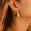 Wholesale Women Stainless Steel Gold Plated Geometric Minimalist Hollow Pattern Earrings