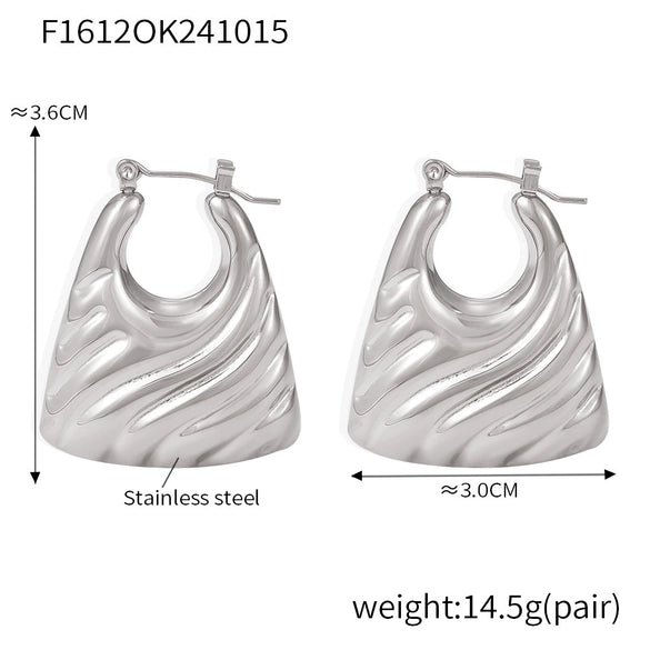 Wholesale Women Stainless Steel Gold Plated Geometric Minimalist Hollow Pattern Earrings