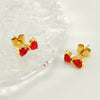 Wholesale Women 316L Stainless Steel 18K Zircon Inlaid Bow Earrings