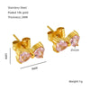 Wholesale Women 316L Stainless Steel 18K Zircon Inlaid Bow Earrings