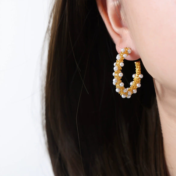 Wholesale Women Titanium Steel Geometric Electroplated Simple Elegant Light Luxury Earrings