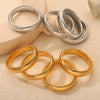 Wholesale Women 316L Stainless Steel Gold Plated Elastic Stripe Goose Throat Bracelet With Simple Geometric Style