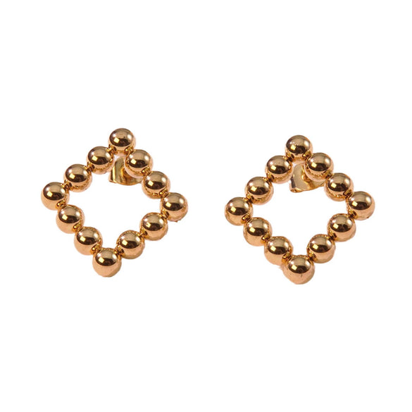 Wholesale Women Titanium Steel Love Flowers Geometric Gold Beads Earrings With 18K Gold Electroplating