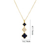 Wholesale Women Titanium Steel Necklace With Fourleaf Clover Pendant Mixed Gem Inlay Copper Electroplating