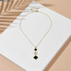 Wholesale Women Titanium Steel Necklace With Fourleaf Clover Pendant Mixed Gem Inlay Copper Electroplating